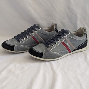 GEOX Respira Andrea Blue & Red Suede Leather European Retro Style Sneakers EU 40